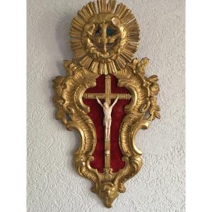 Crucifix In Its Golden Wood Frame