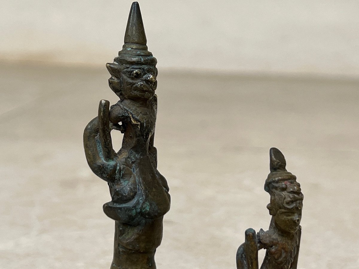 Paire De Divinités En Bronze ,  XIX é Siecle , Province Shan , Birmanie .