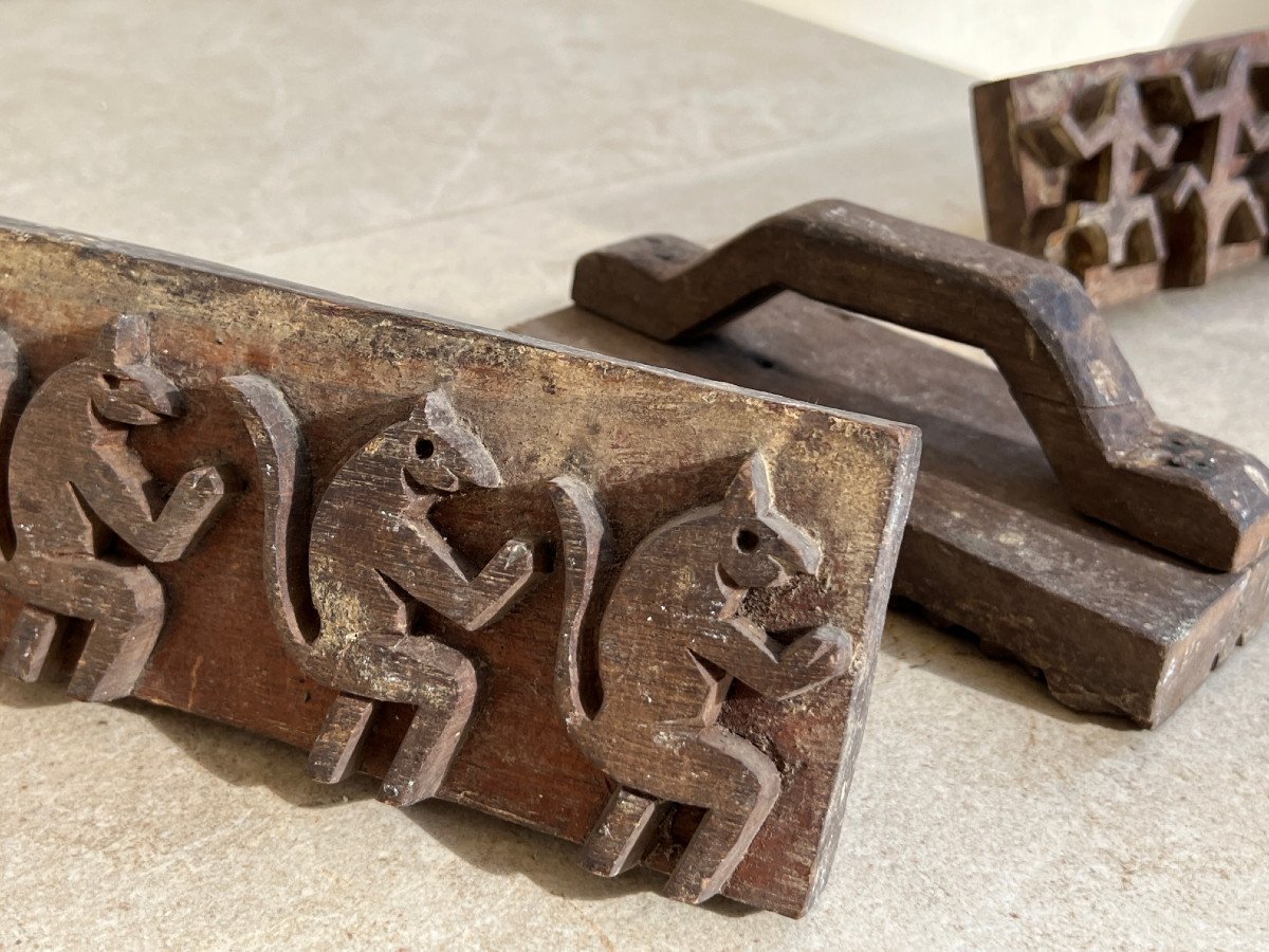 3 Old Wooden Stamps For Printing On Paper, Mien Ethnicity, Burma-photo-8