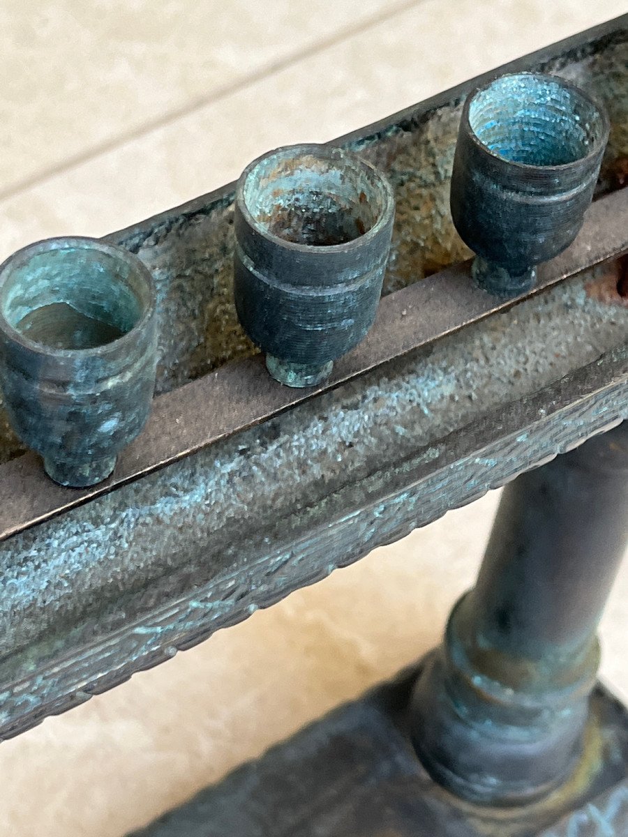 Candlestick 12 Candles Royal Boat Bronze Thailand Circa 1970-photo-7
