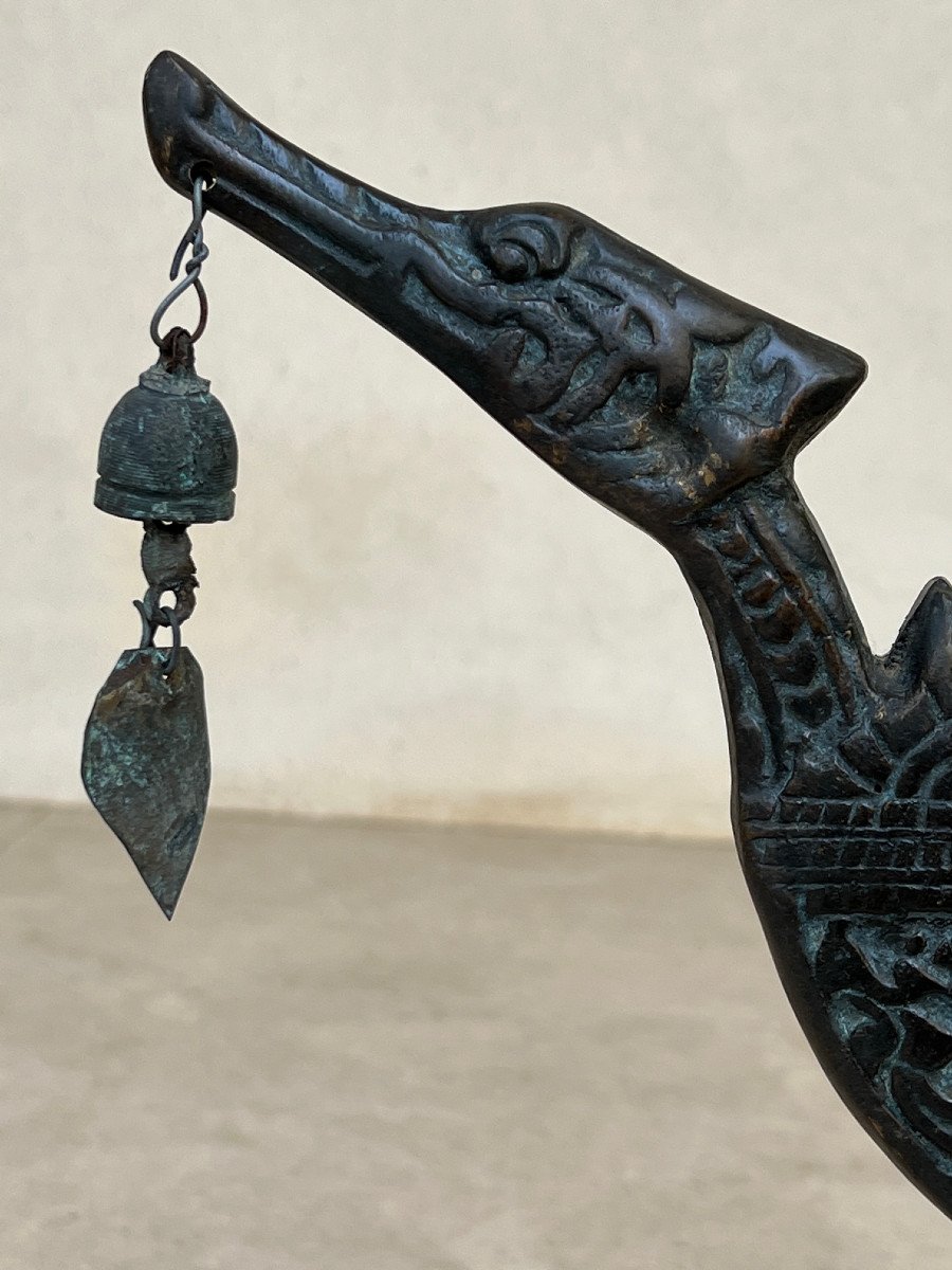 Candlestick 12 Candles Royal Boat Bronze Thailand Circa 1970