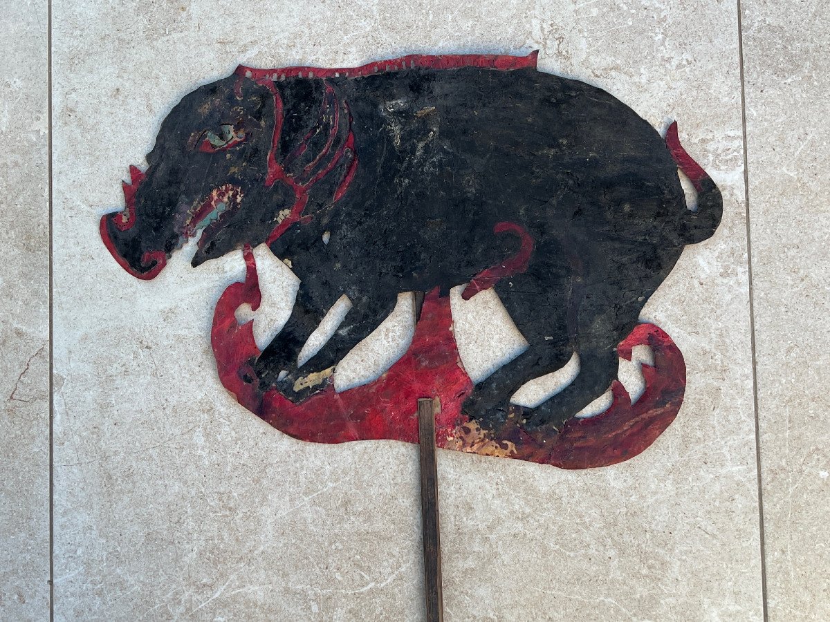 Cut Leather Pig Puppet, Shadow Theater Bali Indonesia-photo-1