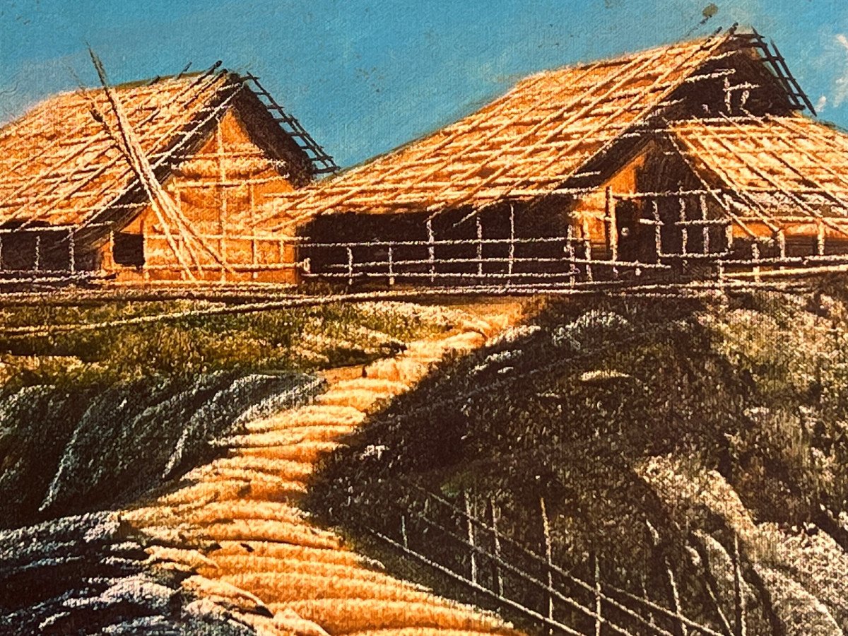 Paysage Peinture  Sur Toile  Encadré , XX é Siecle, Birmanie-photo-2