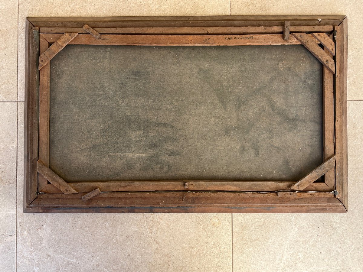 Landscape Painting On Framed Canvas, XXth Century, Burma-photo-2
