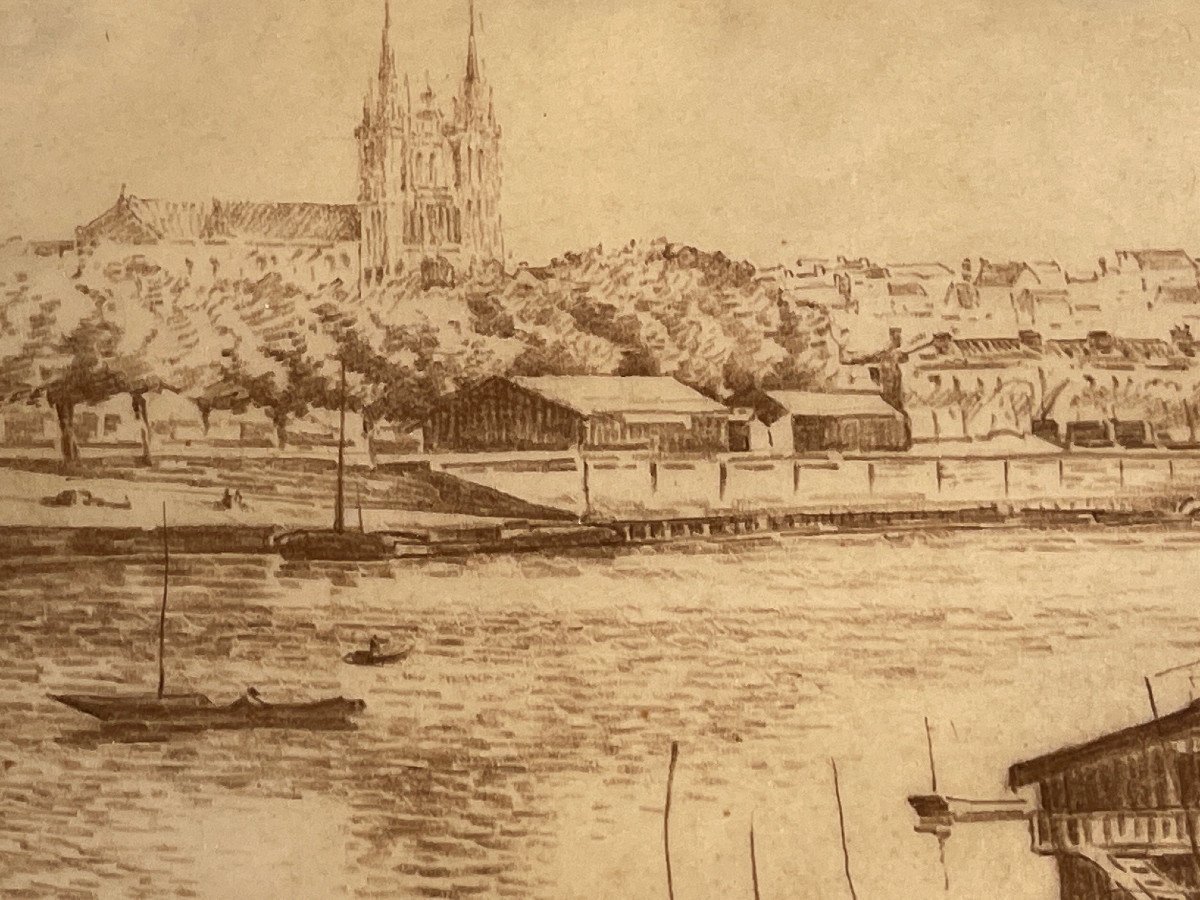 Landscape Port d'Angers Pencil 1929 By Emile Lequeux-photo-6