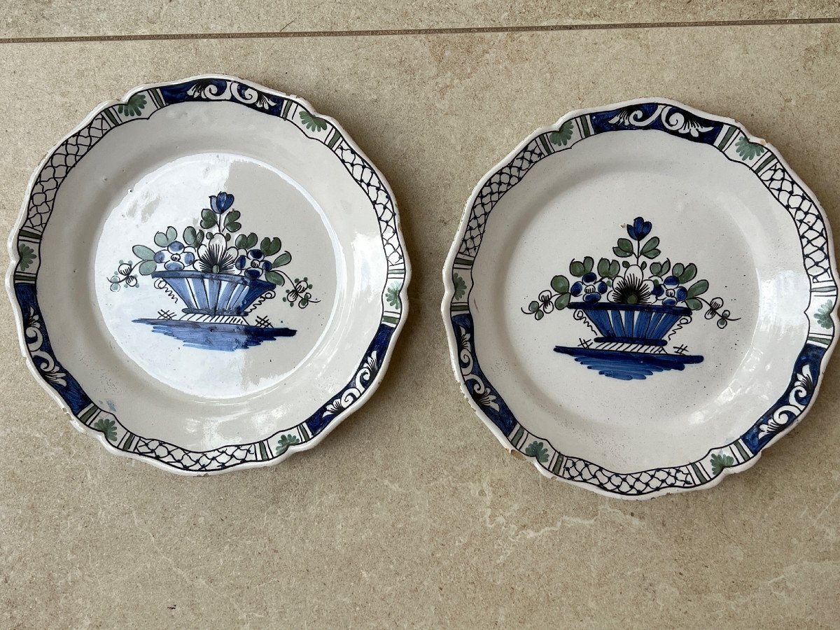 Pair Of Plates In Earthenware From Nevers XVIII Century-photo-4