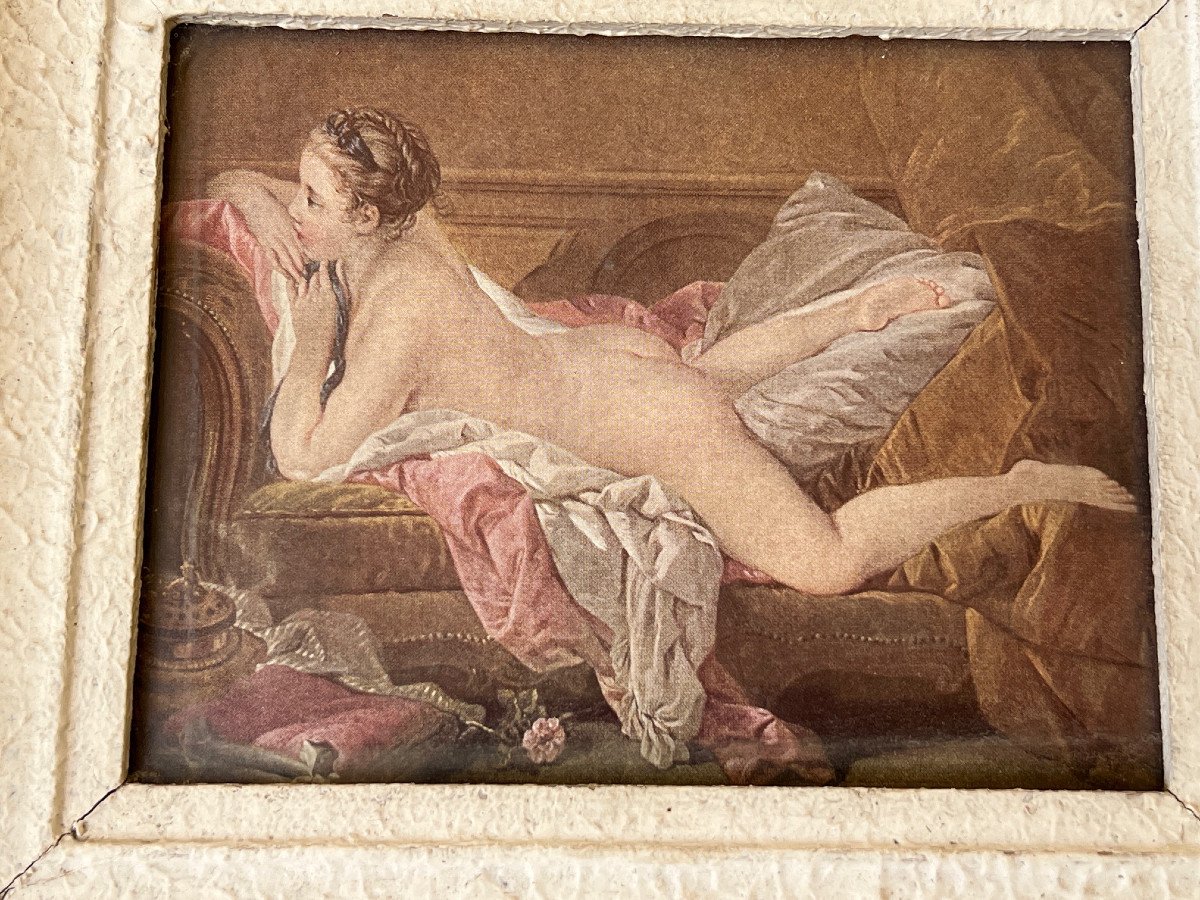 Small Naked Woman Lithograph Framed XX Th Century-photo-3