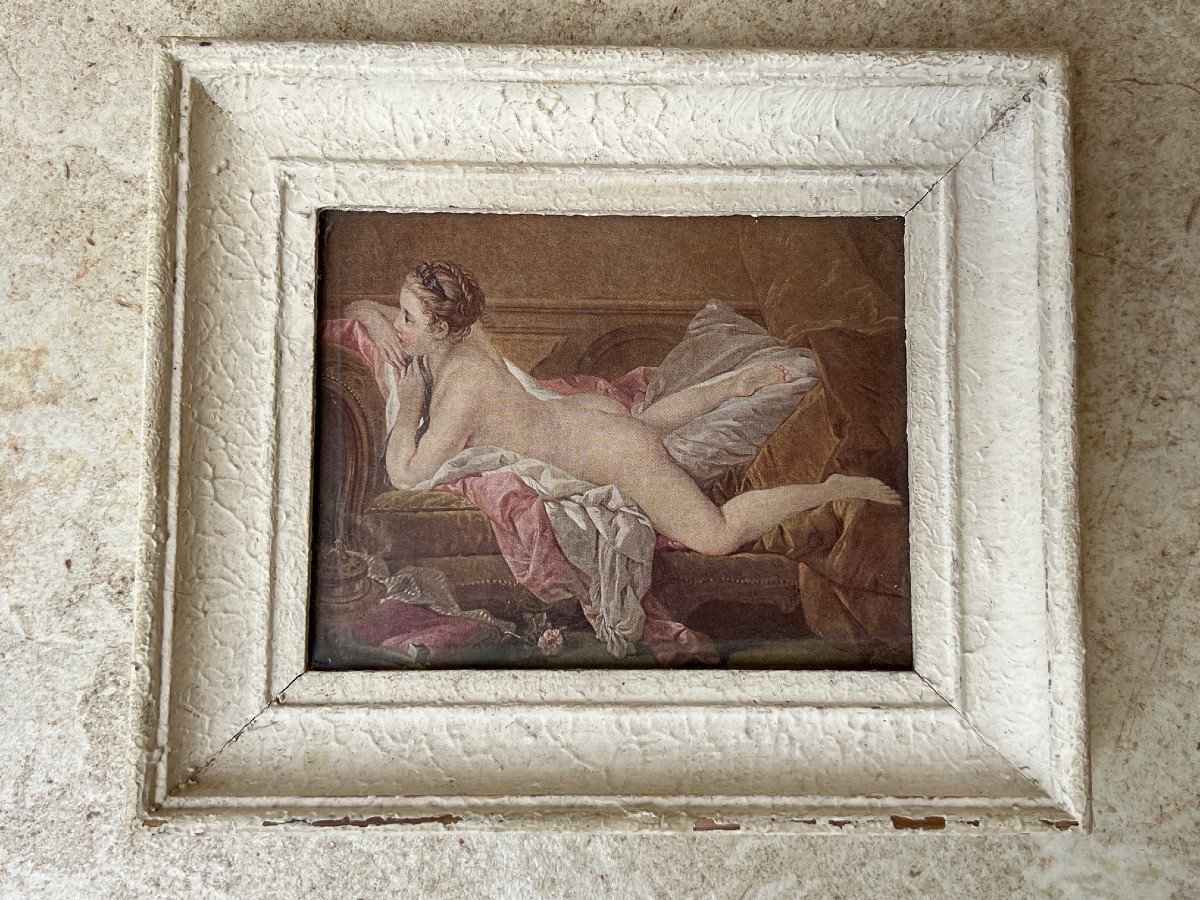 Small Naked Woman Lithograph Framed XX Th Century-photo-1