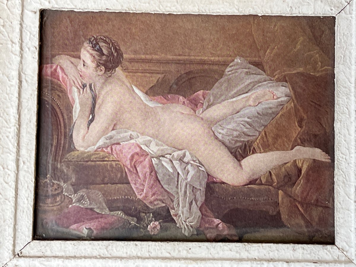Small Naked Woman Lithograph Framed XX Th Century-photo-2
