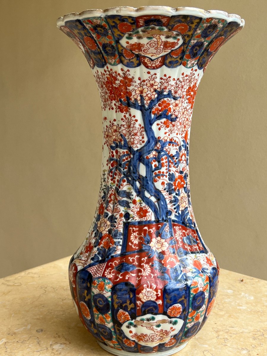 Japanese Vase With Collar, Cherry Decor, Late 19th Century, Japan-photo-2