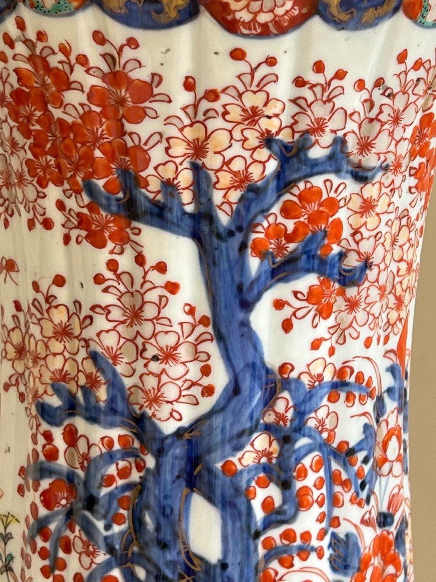 Vase Japonais A Collerette , Decor Cerisier , Fin XIX é Siecle , Japon-photo-4