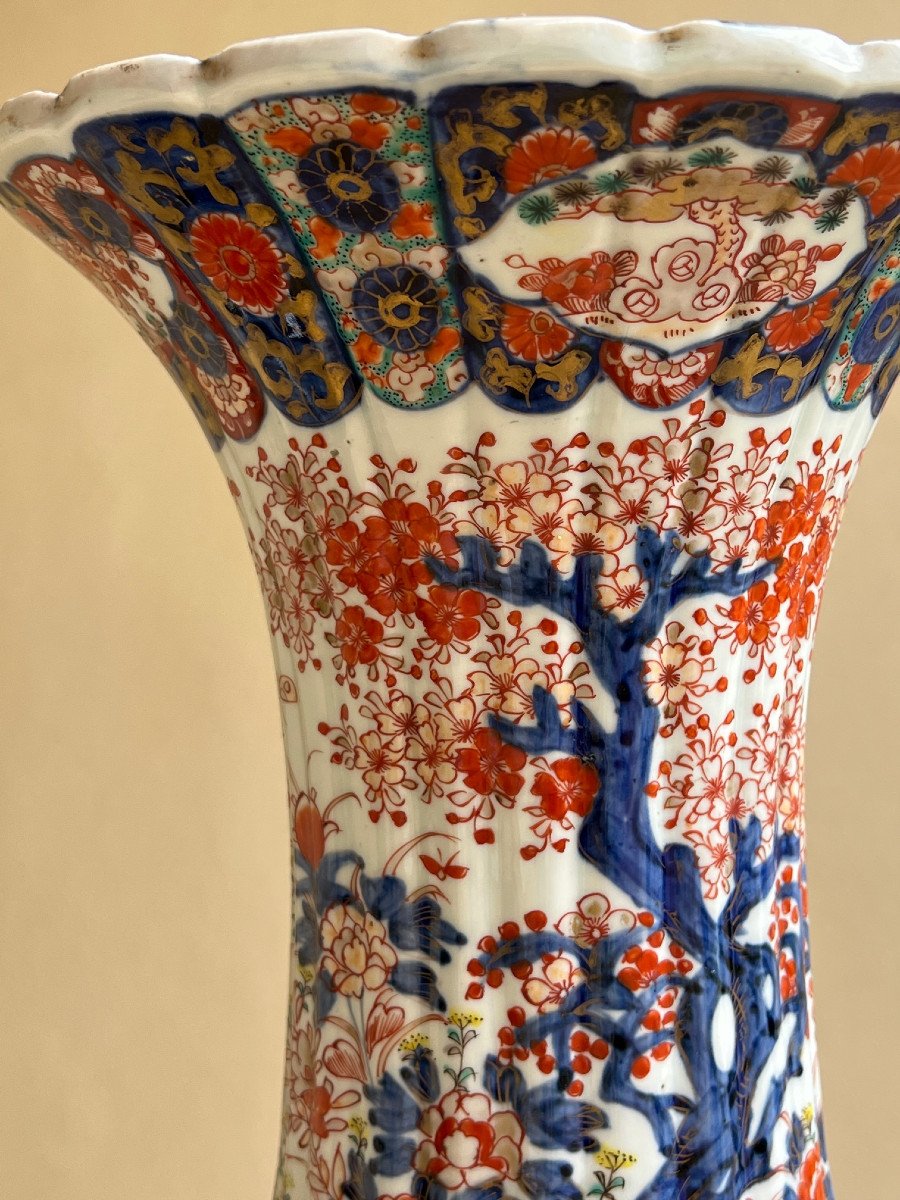Japanese Vase With Collar, Cherry Decor, Late 19th Century, Japan-photo-2