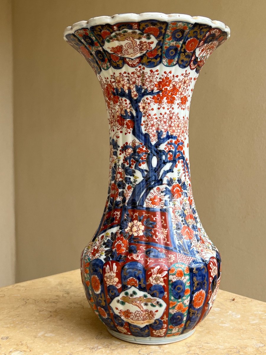 Japanese Vase With Collar, Cherry Decor, Late 19th Century, Japan-photo-4