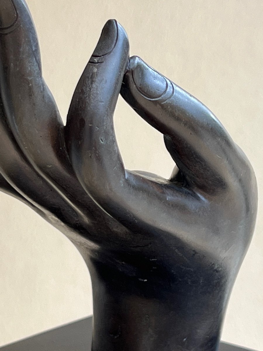 Main De Bouddha En Bronze  Sur Socle Birmanie