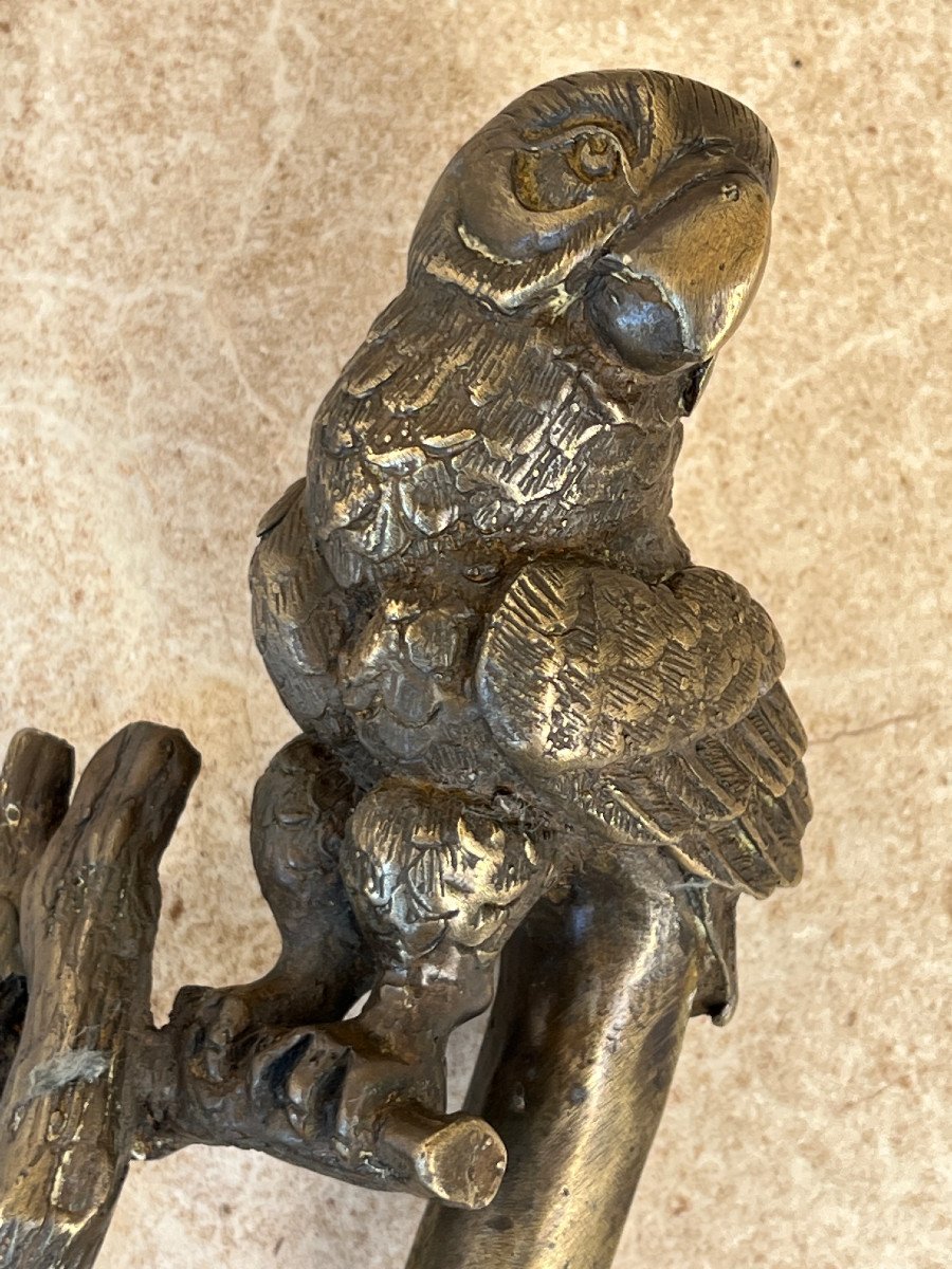 Pair Of Parrot Shaped Handle In Bronze, Mandalay Foundry, XXth Century Burma-photo-3