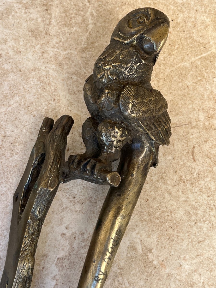 Pair Of Parrot Shaped Handle In Bronze, Mandalay Foundry, XXth Century Burma-photo-5