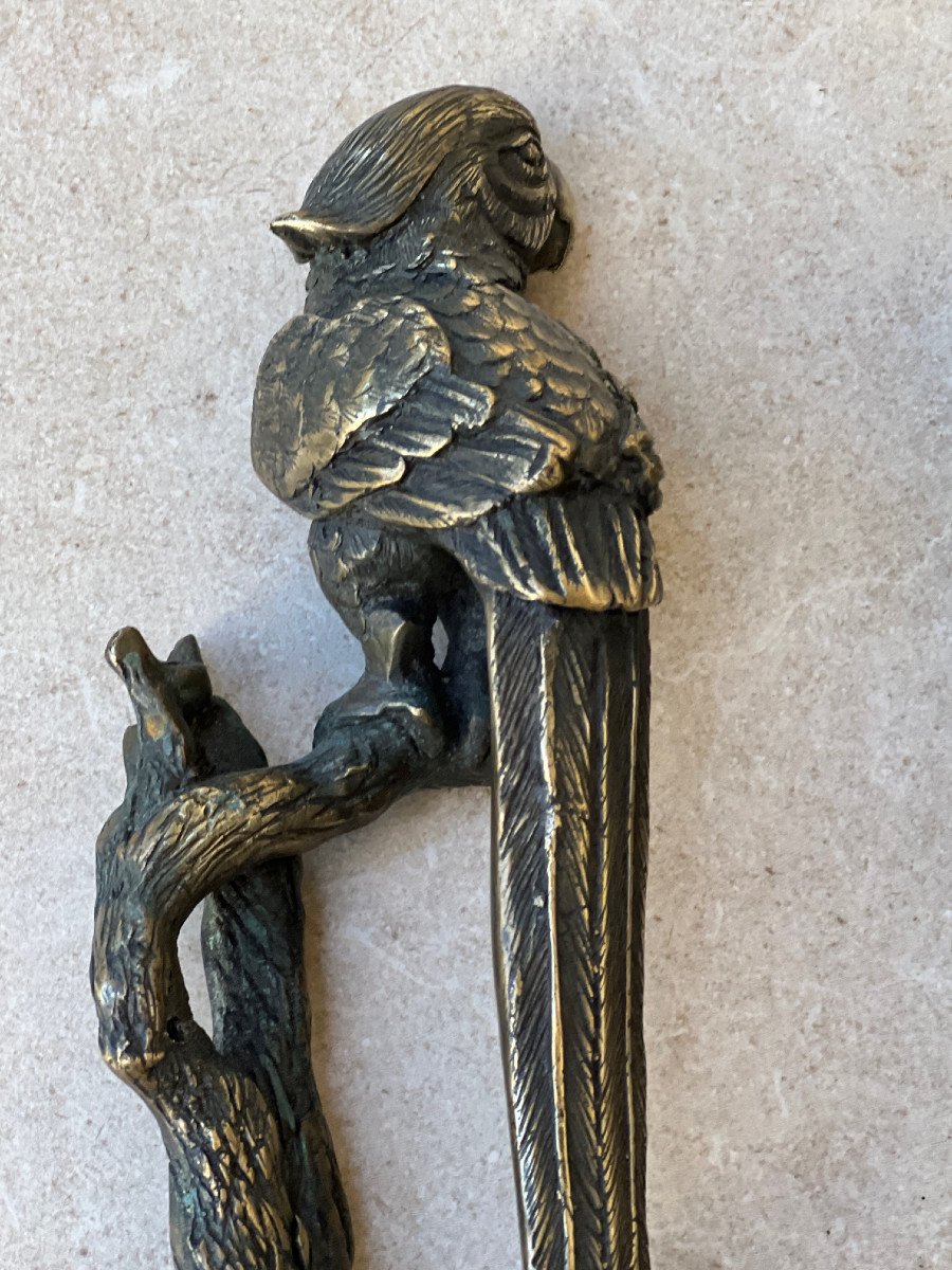 Pair Of Parrot Shaped Handle In Bronze, Mandalay Foundry, XXth Century Burma-photo-8