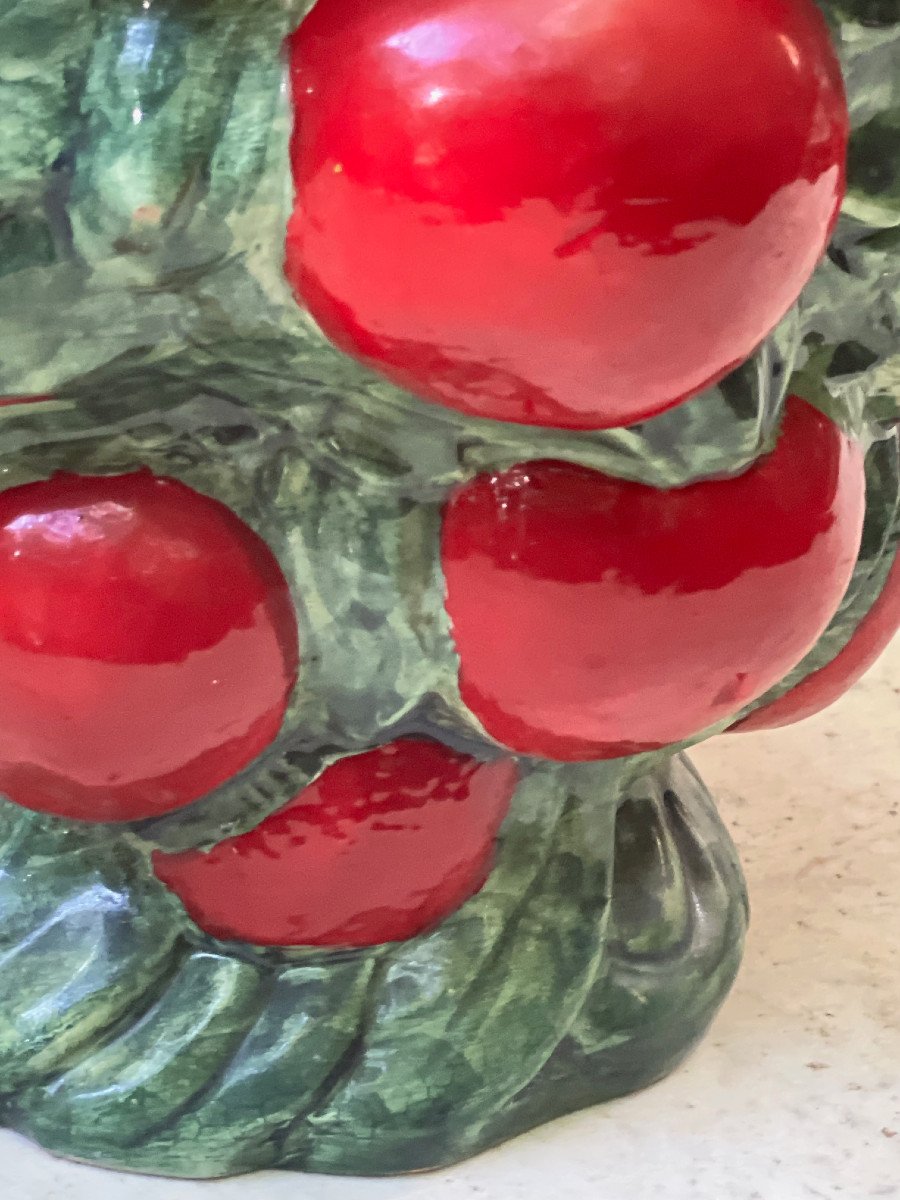 Summer Collection Rare Barbotine Decanter With Blood Orange Decor Circa 1965 France