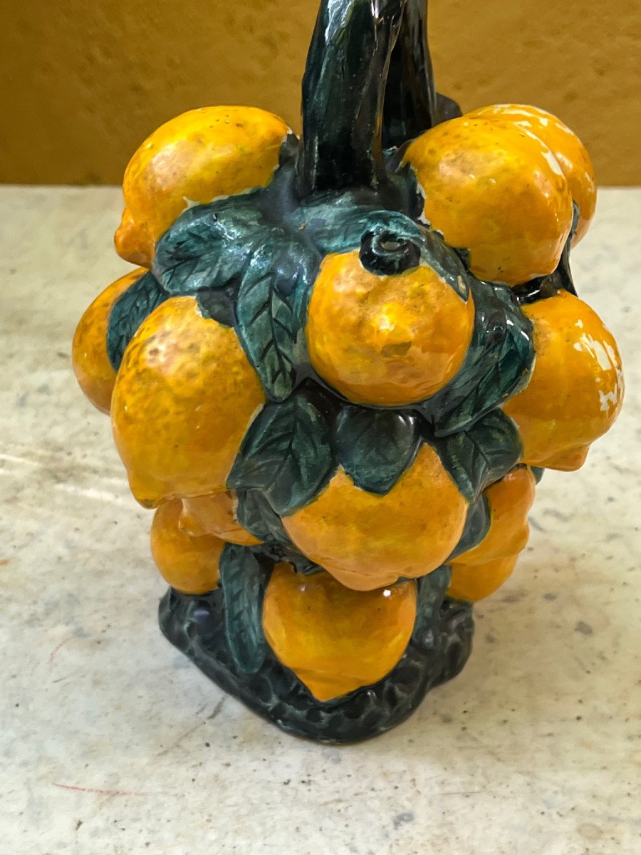 Summer Collection Rare Carafe Barbotine A Décor De Citron  Circa 1960 France-photo-5