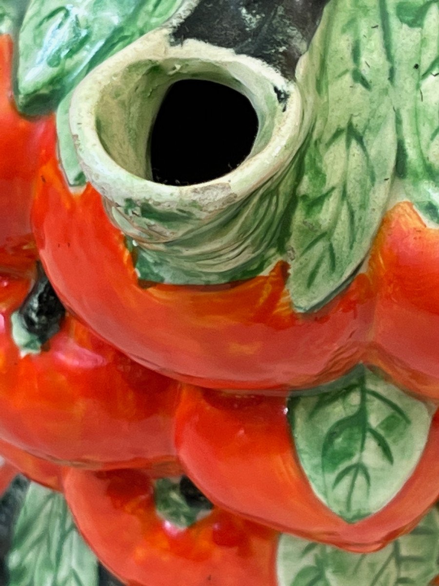 Summer Collection Rare Barbotine Decanter With Tangerine Decor Circa 1970 France-photo-4