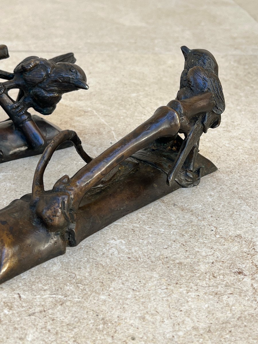 Paire De Poignée Forme Oiseaux   En Bronze, Fonderie De Mandalay ,xx é Siecle Birmanie-photo-7