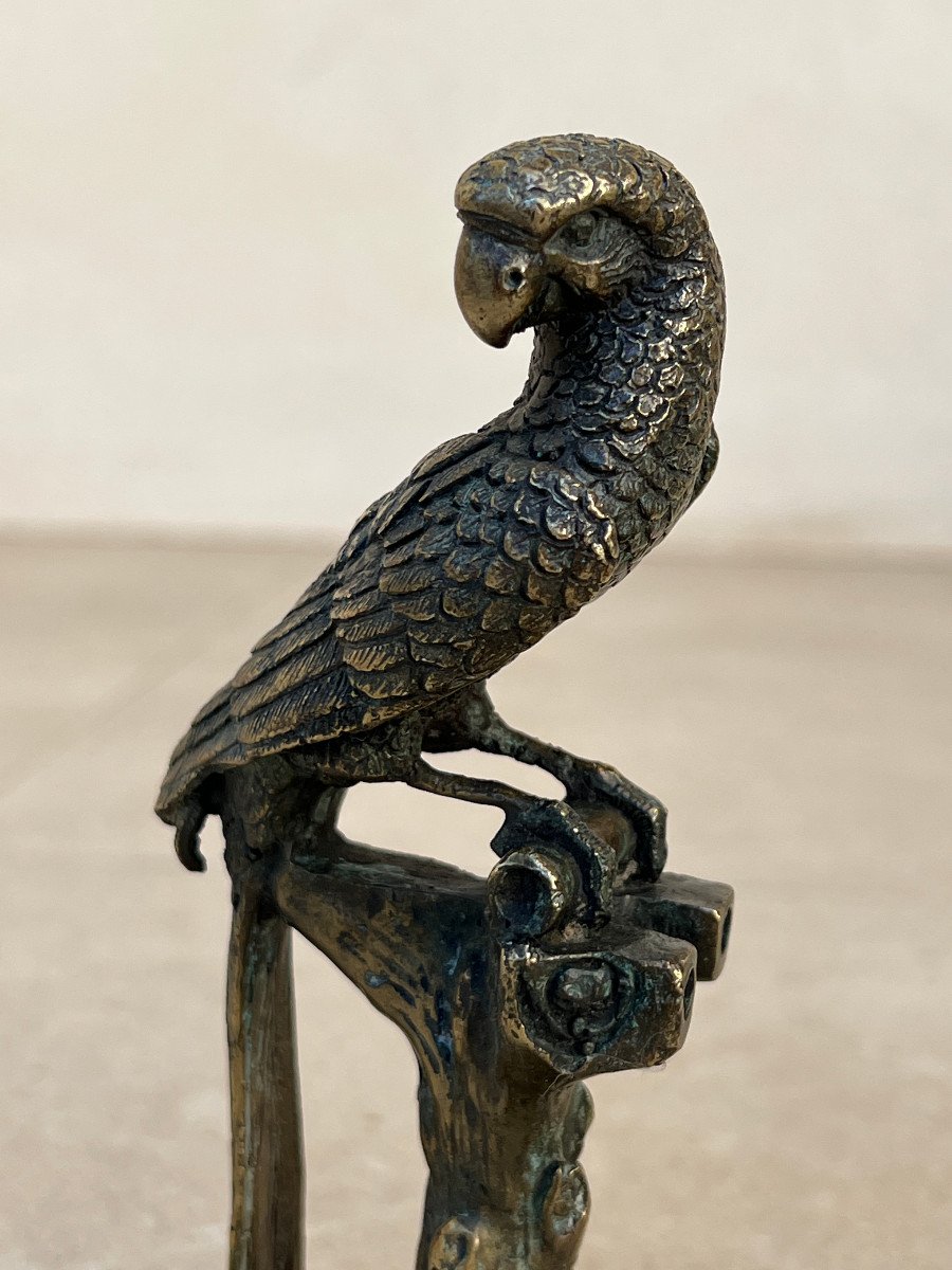Pair Of Parrot Shaped Handle In Bronze, Mandalay Foundry, XXth Century Burma-photo-4