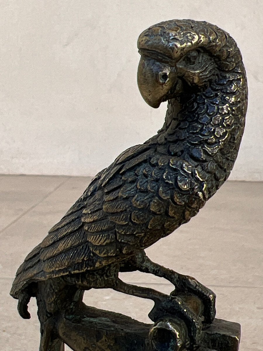 Pair Of Parrot Shaped Handle In Bronze, Mandalay Foundry, XXth Century Burma-photo-1