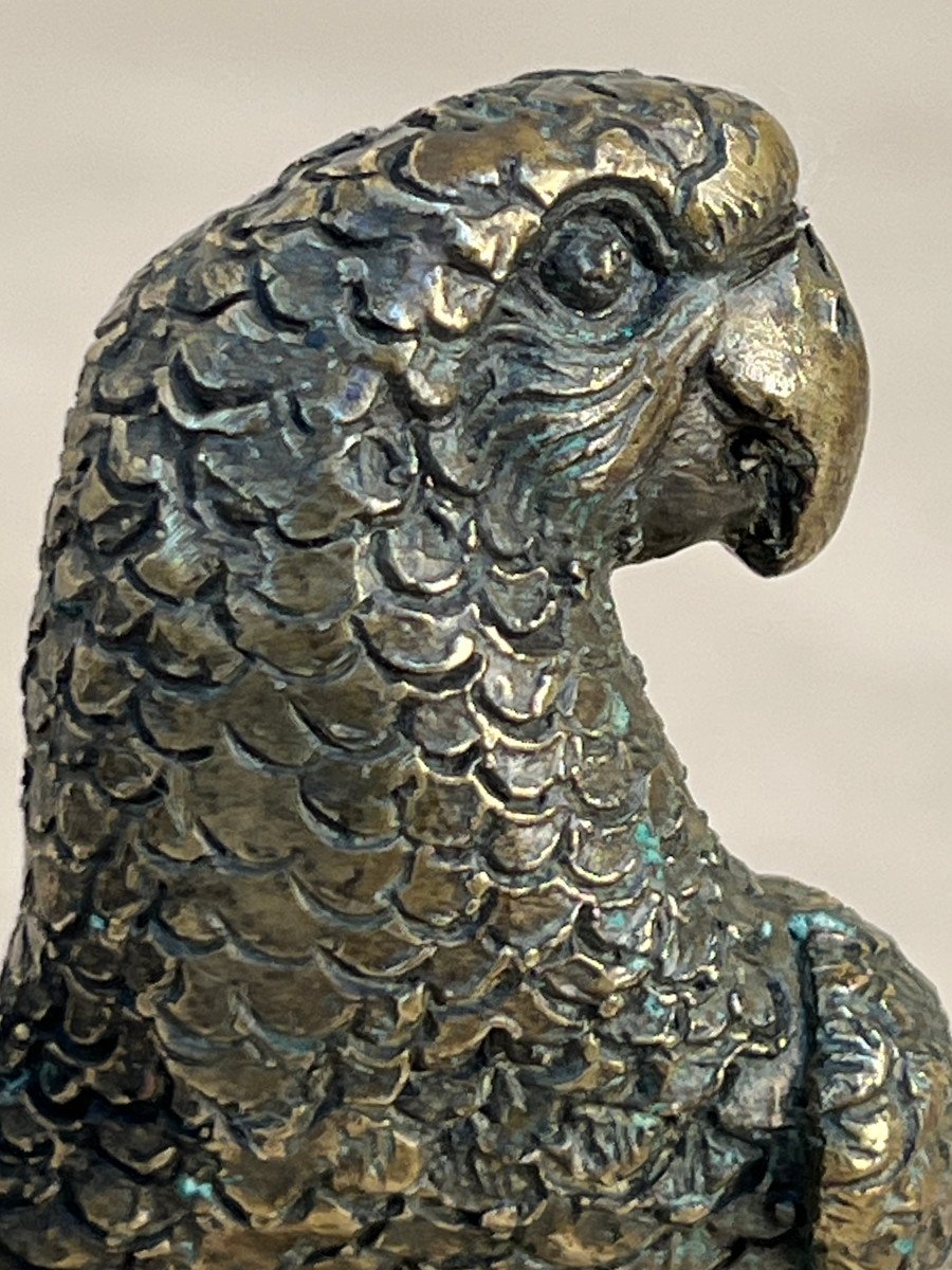 Pair Of Parrot Shaped Handle In Bronze, Mandalay Foundry, XXth Century Burma-photo-6
