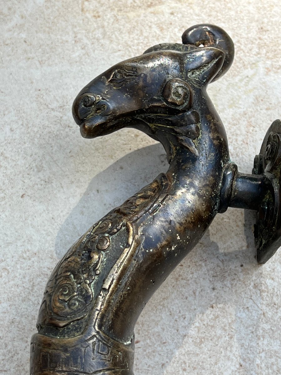 Paire De Poignée Forme Eléphant De Mer En Bronze, Fonderie De Mandalay ,xx é Siecle Birmanie-photo-6