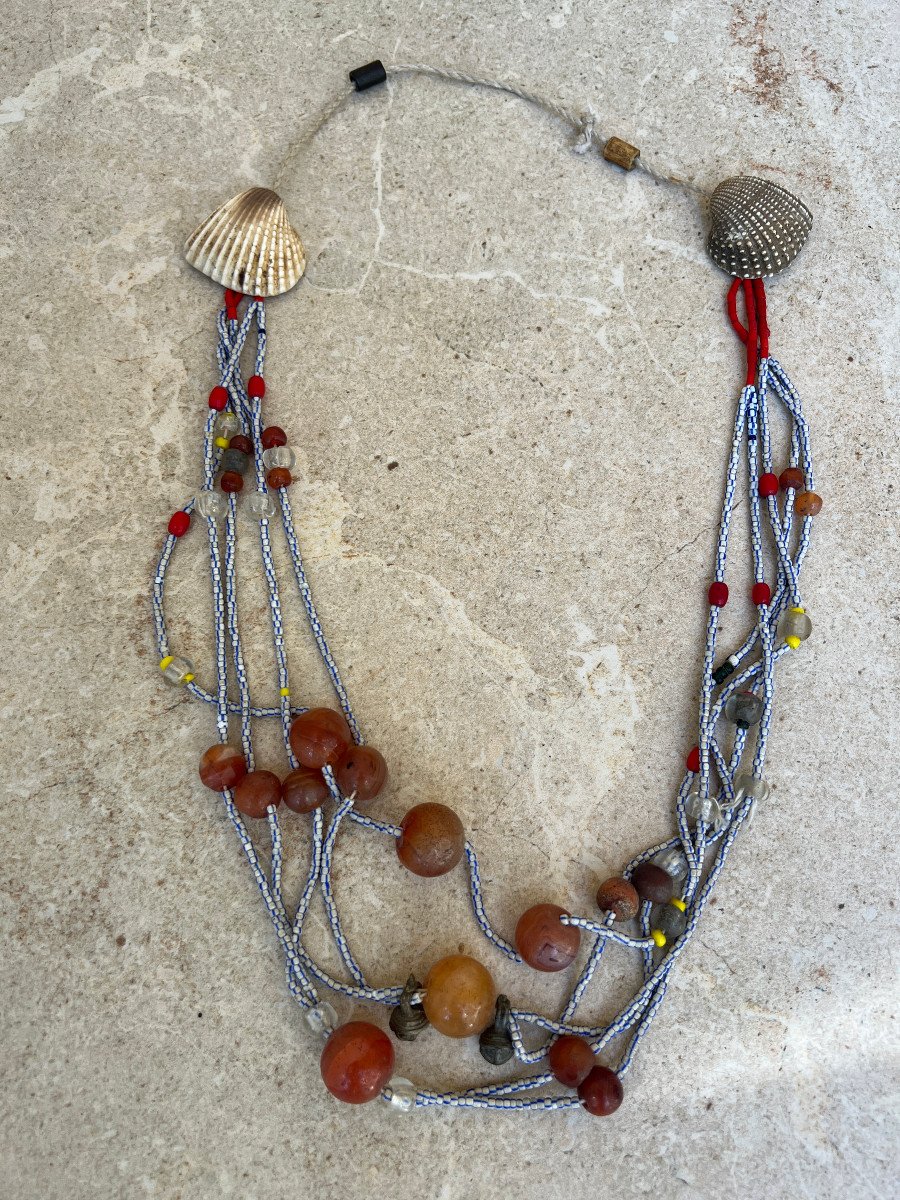 Rare Collier Ethnique Tribu Lashi , Birmanie , Fin XIX é Siècle-photo-2