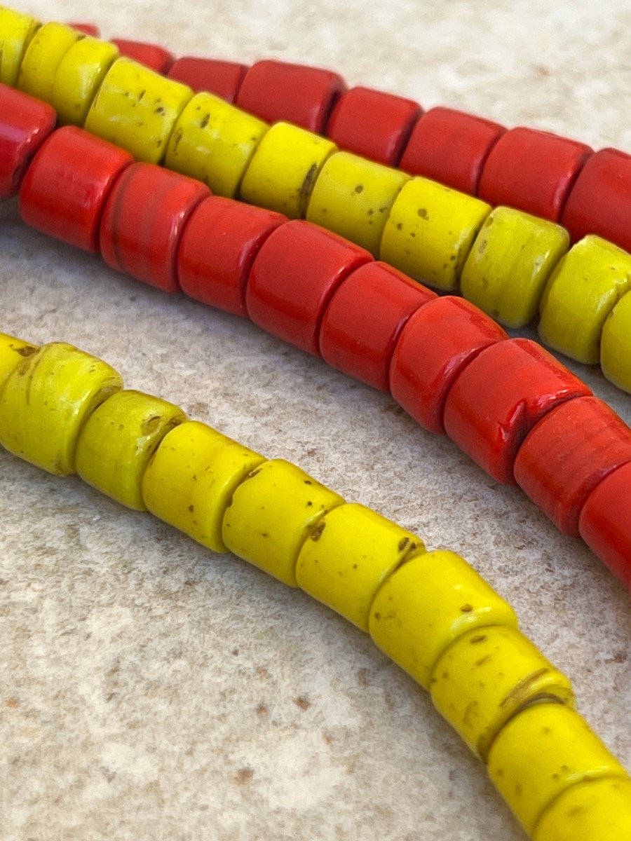 Long Collier  en pate de verre 4 mètre Tribal Kayah Birmanie 