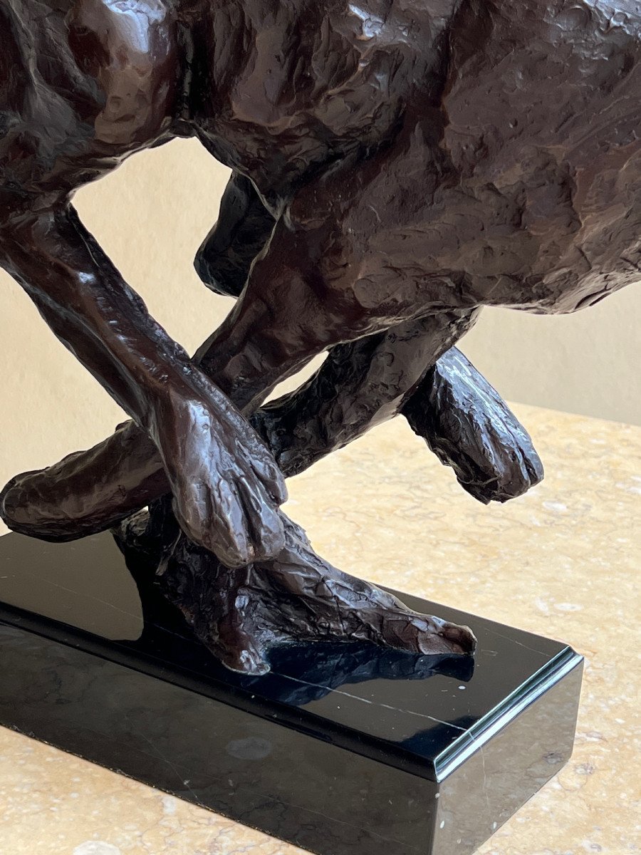 Lievre ,bronze Animalier Sur Marbre Noir-photo-5