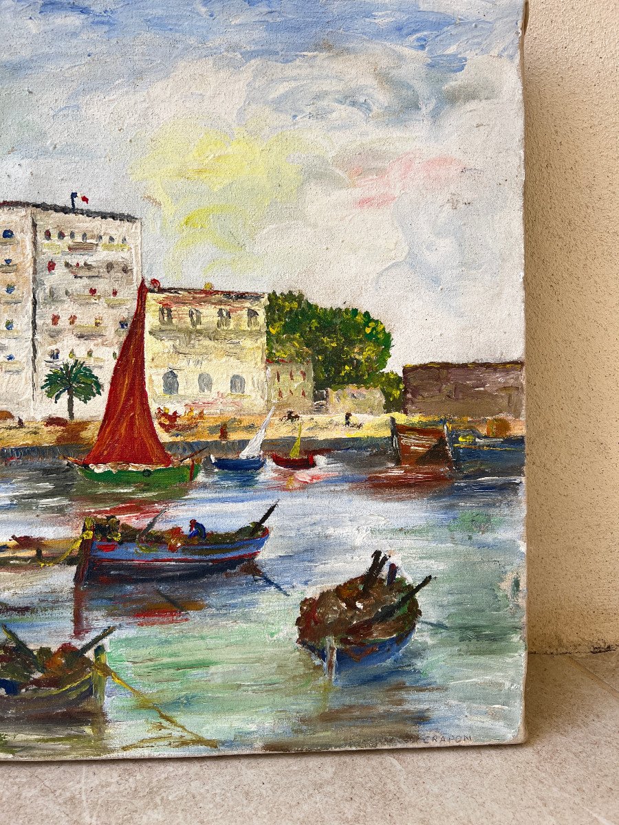 Peinture Marine Port Mediteranée  1970-photo-1