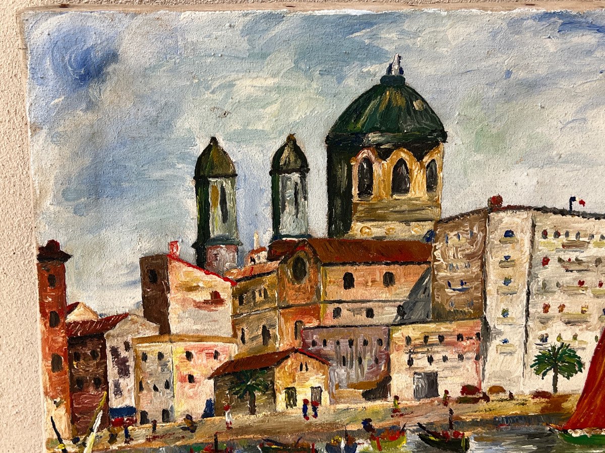Peinture Marine Port Mediteranée  1970-photo-6