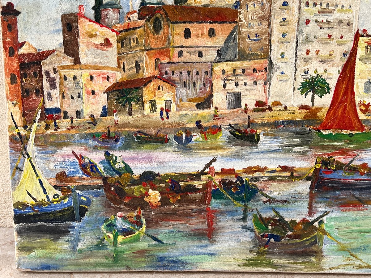 Peinture Marine Port Mediteranée  1970-photo-7