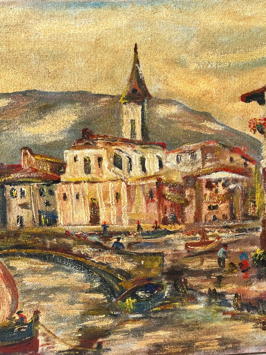 Peinture Marine Port Mediteranée  1970-photo-4
