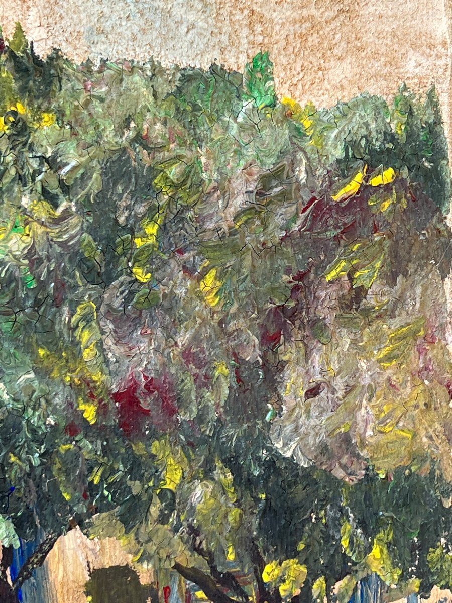 Marine Landscape Port Of Mediterranean Oil On Canvas Circa 1970-photo-4