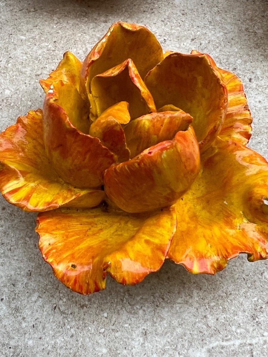 Lot De Dix Fleurs Céramique émaillée XX E Siècle 