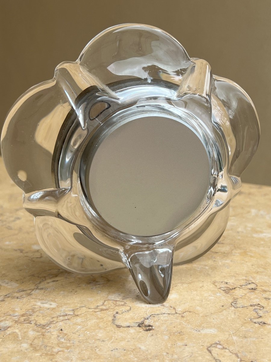 Daum Vintage Flower Crystal Desk Clock-photo-2