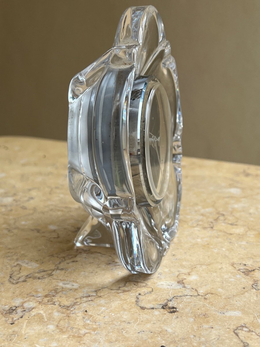 Daum Vintage Flower Crystal Desk Clock-photo-7