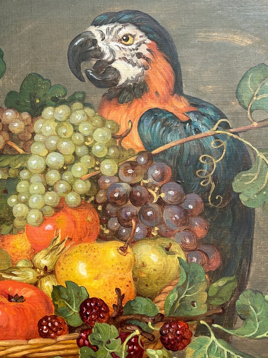 Painting Still Life With Parrot Alla Advonina -photo-4