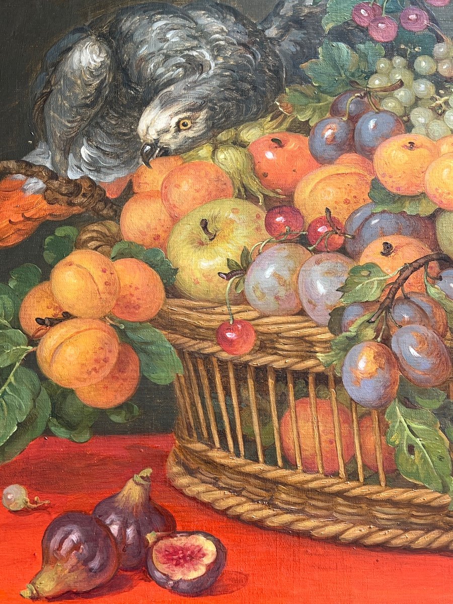 Painting Still Life With Parrot Alla Advonina -photo-6