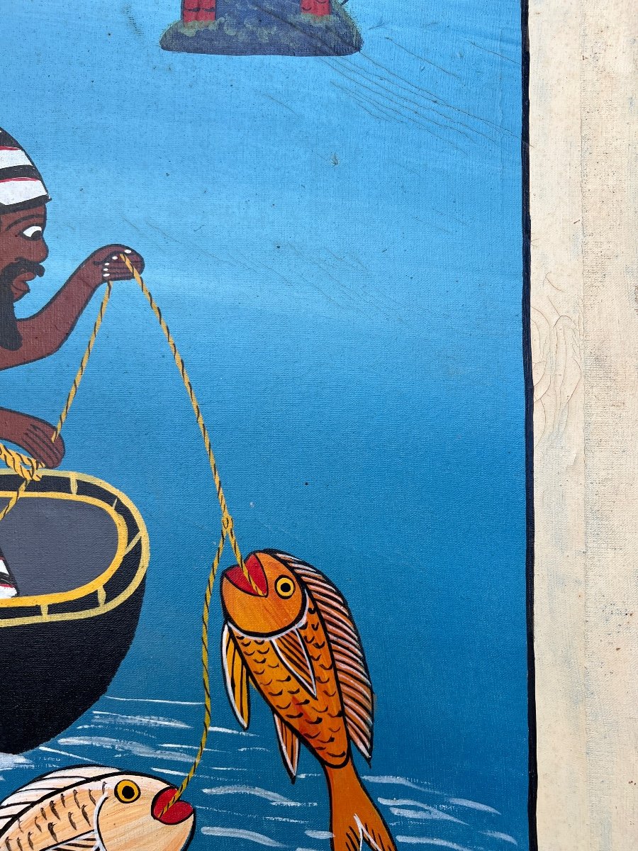 Martin Peter Tanzania Fishing Boat Oil On Canvas -photo-5