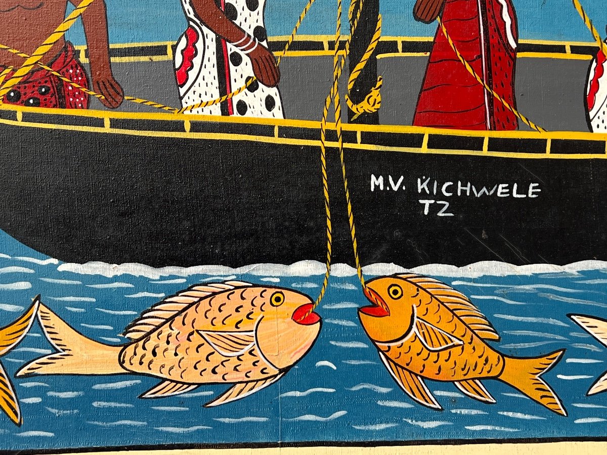 Martin Peter Tanzania Fishing Boat Oil On Canvas -photo-7