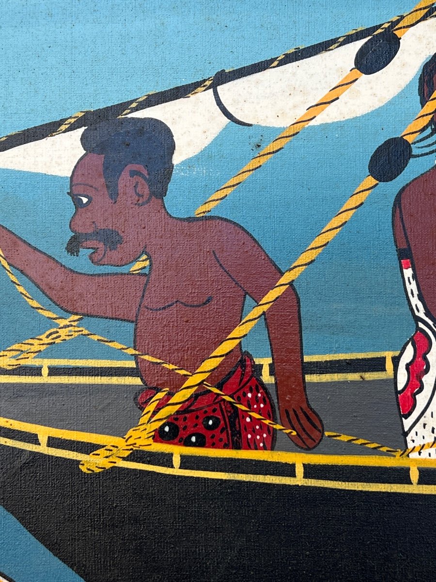 Martin Peter Tanzania Fishing Boat Oil On Canvas -photo-8