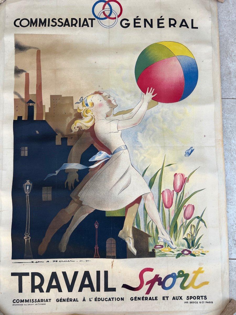 Poster From The Education And Sports Commission 1940. Signed Jean à. Mercier -photo-2