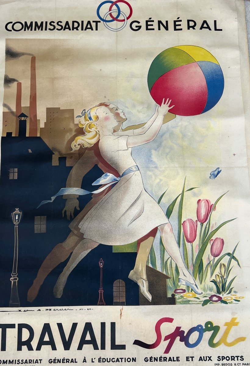 Poster From The Education And Sports Commission 1940. Signed Jean à. Mercier -photo-8
