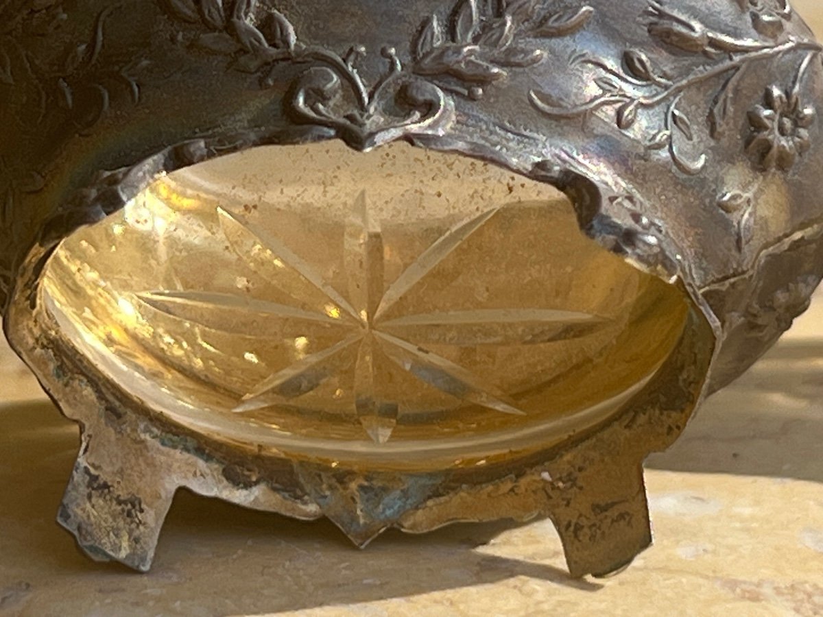 Salière Et Poivrier Argent Et Cristal 19 E Siècle -photo-1