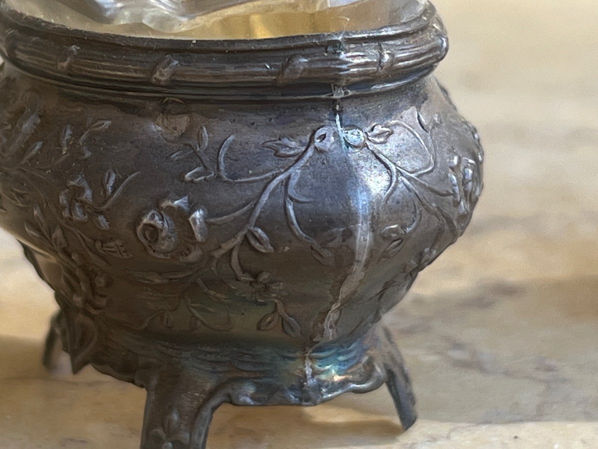 Salière Et Poivrier Argent Et Cristal 19 E Siècle -photo-7