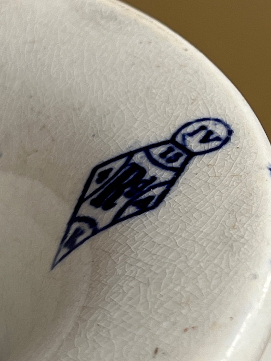 Ceramic Fruit Dish Fruit And Bird Decor Old Man Bordeaux XIX Century -photo-2